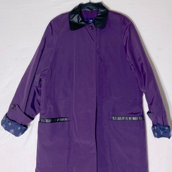 Vintage Long Purple Coat W Quilted Lining L - Picture 4 of 14